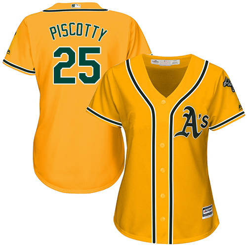 Athletics #25 Stephen Piscotty Gold Alternate Women's Stitched MLB Jersey